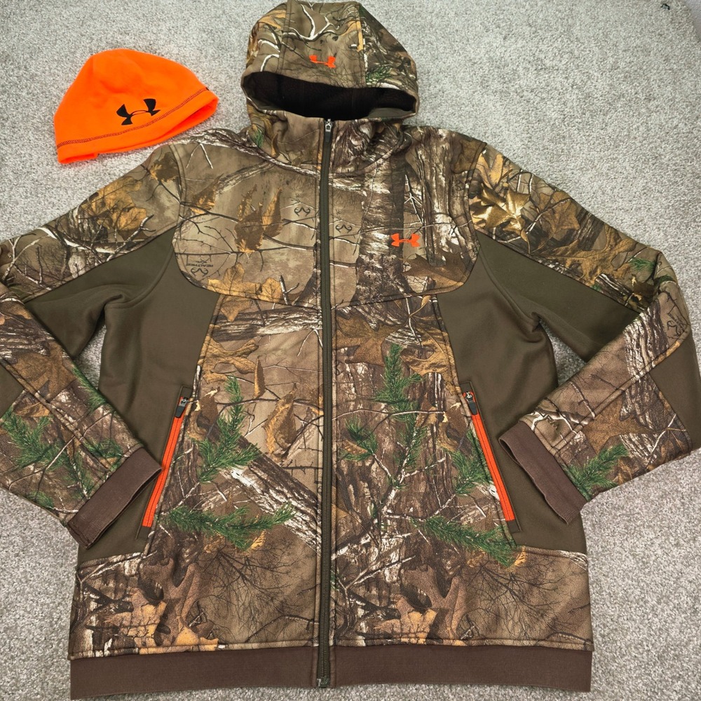 Under Armour UA Storm Realtree Camo Sherpa Fleece Jacket Hoodie Beanie Set 2XL
